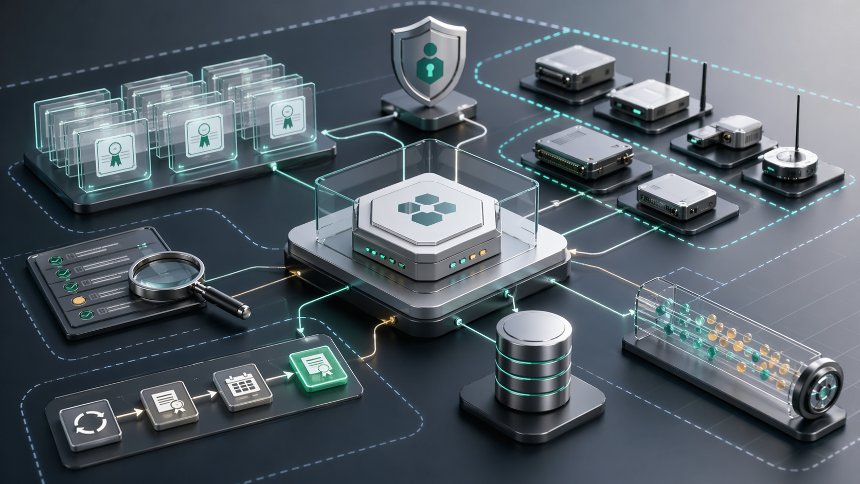 Java 21 Spring Boot API til IoT certificate lifecycle management med tenant-aware REST API'er, Keycloak JWT-sikkerhed, PostgreSQL/Flyway, Kafka outbox-events, OpenAPI/Postman-dokumentation og 88 tests.